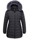 Women's Plus Size Puffer Coat Warm Winter Parka Jacket with Removable Fur Hood Recycled Polyester Fabric