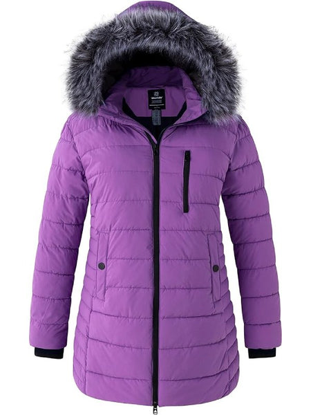 Soularge Women's Plus Size Winter Parka – Mid-Length Cotton Jacket With Detachable Hood-1377384
