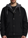 Men's Casual Military Jacket Fall Canvas Jacket With Removable Hood