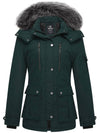 Wantdo Women's Warm Winter Parka Coat with Removable Faux Fur Hood Blackish Green S 