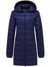 Wantdo Women's Long Puffer Coat Lightweight Packable Down Jacket With Hood ThermoLite Long Navy S 