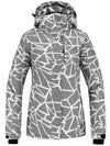 Wantdo Women's Waterproof Ski Jacket Windproof Colorful Print Sealed Seams Rain Coat Atna Printed Gray Stripe Print S 