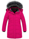 Wantdo Girl's Long Winter Coat Parka Warm Puffer Jacket Rose Red 6/7 