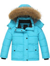 Wantdo Girl's Padded Puffer Jacket Warm Winter Coat Water Resistant Hooded Parka Light Blue 6/7 