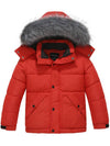 Wantdo Boy's Warm Winter Coat Quilted Puffer Jacket Water Resistant Hooded Parka Red 6/7 