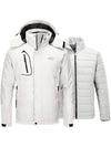 Wantdo Men's 3-in-1 Ski Jacket Hooded Waterproof Warm Winter Coat Alpine III Ivory S 
