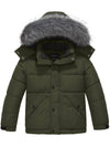 Wantdo Boy's Warm Winter Coat Quilted Puffer Jacket Water Resistant Hooded Parka Army Green 6/7 