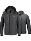 Wantdo Men's 3-in-1 Ski Jacket Hooded Waterproof Warm Winter Coat Alpine III Gray S 