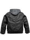Wantdo Boys Faux Leather Jacket with Removable Hood 