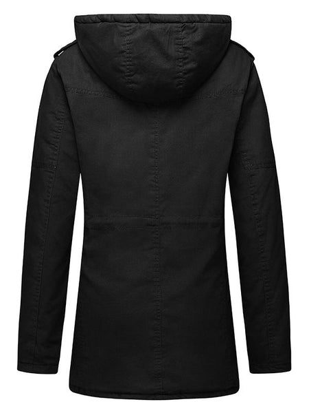  Chrisuno Women's Thicken Fleece Lined Sherpa Parka Winter Coat  Hooded Jacket With Removable Hood Black S : Clothing, Shoes & Jewelry