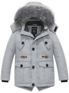 Wantdo Boy's Windproof Winter Puffer Jacket Water Resistant Hooded Parka Coat Gray 6/7 