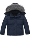 Wantdo Boy's Warm Winter Coat Quilted Puffer Jacket Water Resistant Hooded Parka Navy 6/7 
