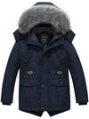 Wantdo Boy's Windproof Winter Puffer Jacket Water Resistant Hooded Parka Coat Navy 6/7 