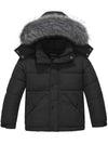 Wantdo Boy's Warm Winter Coat Quilted Puffer Jacket Water Resistant Hooded Parka Black 6/7 