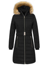 Wantdo Women's Winter Puffer Jacket Mid Length Warm with Faux Fur Hood Acadia 28 Black S 