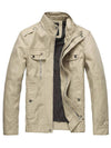 Wantdo Men's Front Zip Cotton Jacket Lightweight Stand Collar Khaki S 