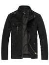 Wantdo Men's Front Zip Cotton Jacket Lightweight Stand Collar Black S 