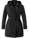 Women's Plus Size Double-Breasted Trench Coat with Belt