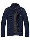 Wantdo Men's Front Zip Cotton Jacket Lightweight Stand Collar Navy S 