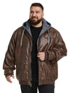 Men's Big and Tall PU Faux Leather Jacket Plus Size Motorcycle Bomer Jacket