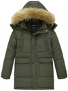 Wantdo Boy's Mid-Long Warm Winter Coat Quilted Fleece Lined Puffer Jacket Olive 6/7 
