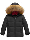 Wantdo Girls Winter Coat Warm Winter Jacket Windproof with Hood Black 6/7 