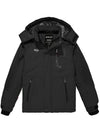 Wantdo Boys Fleece Ski Jacket Waterproof Raincoats Hooded Winter Outwear Black 6/7 