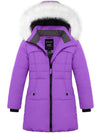 Wantdo Girl's Warm Winter Coat Quilted Puffer Jacket Hooded Parka Water Resistant Purple 6/7 