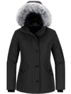 Wantdo Women's Down Jacket Waterproof Snow Coat Warm Puffer Parka Jacket with Faux Fur Hood Arctic I Black S 