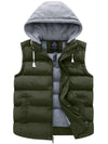 Wantdo Men's Winter Quilted Vest Removable Hooded Sleeveless Gilet Army Green S 