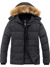 Men's Big & Tall Warm Winter Coat Plus Size Puffer Jacket with Removable Fur Hood Recycled Fabric