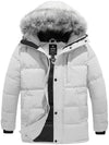 Wantdo Men's Down Jacket Winter Warm Puffer Jacket Snow Coat with Faux Fur Hood Arctic II White S 