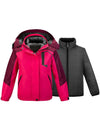 Wantdo Girls 3 in 1 Waterproof Ski Jacket Warm Fleece Hooded Coat Rose Red 6/7 