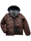 Wantdo Boys Faux Leather Jacket with Removable Hood Coffee light 8 