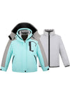 Wantdo Girls 3 in 1 Waterproof Ski Jacket Warm Fleece Hooded Coat Light Blue 6/7 