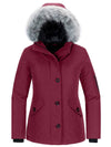 Wantdo Women's Down Jacket Waterproof Snow Coat Warm Puffer Parka Jacket with Faux Fur Hood Arctic I Wine Red S 