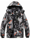Wantdo Men's Waterproof Ski Jacket Fleece Winter Coat Windproof Rain Jacket Atna Core Grey Print S 