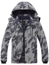 Wantdo Men's Waterproof Mountain Snow Coat Hooded Raincoat Atna 014 White geometric print S 