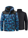 Wantdo Men's Waterproof 3-in-1 Ski Jacket Windproof Insulated Winter Jackets Alpine I Dark Blue Print S 
