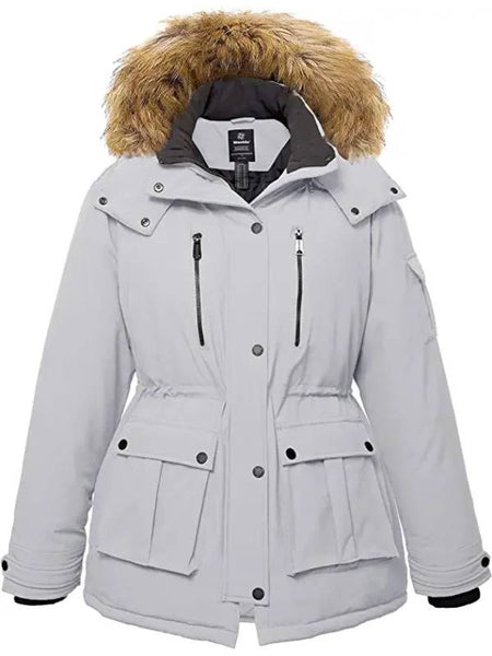 wantdo Women's Plus Size Winter Coat Water-Repllent Puffer Jacket Warm  Thicken Parka Overcoat with Removable Fur Hood