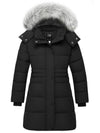 ZSHOW ZSHOW Girls' Long Winter Parka Coat Fleece Puffer Jacket with Detachable Hood Black 6/7 