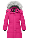 ZSHOW ZSHOW Girls' Long Winter Parka Coat Fleece Puffer Jacket with Detachable Hood Rose Red 6/7 