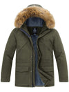 Men's Warm Winter Coat Insulated Parka Padded Puffer Jacket with Removable Faux Fur Hood