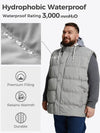 Men's Big and Tall Puffer Vest Plus Size Gilet Winter Jacket with Detachable Hood Recycled Polyester