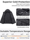 Men's Big and Tall Lightweight Puffer Jacket Plus Size Quilted Warm Winter Coat with Hood Recycled Fabric