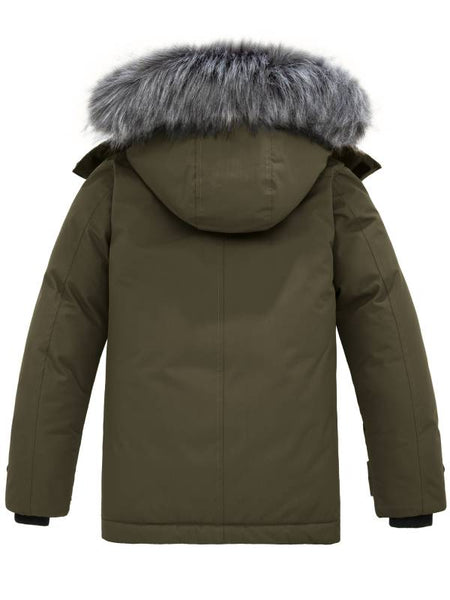 wantdo Boys' Warm Winter Coat Fleece Puffer Jacket Water Resistant  Outerwear Jackets with Hood