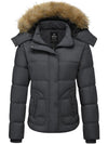 Women's Quilted Puffer Jacket Padded with Faux Fur Hooded Valley II