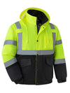 Ubon High Visibility Winter Safety Jackets for Men, Waterproof Reflective Hi Vis Construction Worker Jacket for Cold Weather