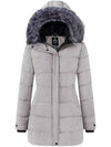 Women's Long Quilted Winter Coat Thicken Puffer Jacket with Faux Fur E39