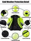 Ubon High Visibility Winter Safety Jackets for Men, Waterproof Reflective Hi Vis Construction Worker Jacket for Cold Weather
